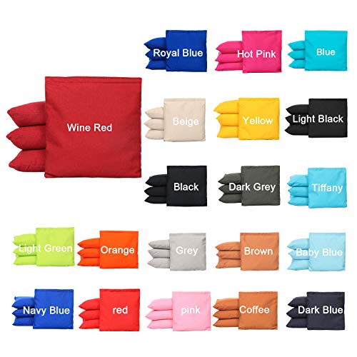 OOFIT Cornhole Bean Bags Set of 8 Weather Resistant for Tossing Corn Hole Game with Carrying Box (Pink, Blue)