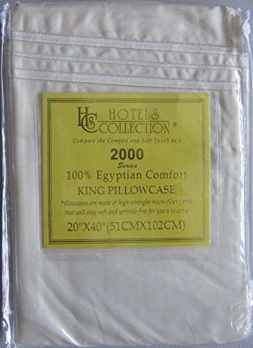 HCS Hotels Collection 2000 (New Edition) Supreme 2 Pieces Available in 15 Colors (Pillow Cases King (20x40), Ivory)