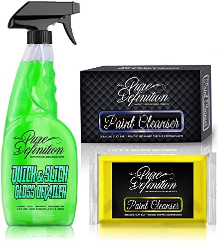 Pure Definition Car Clay Bar Detailing Kit, 100g Medium Grade Block and Detail Lube Spray - Amazing Paintwork Finish and Cleaning