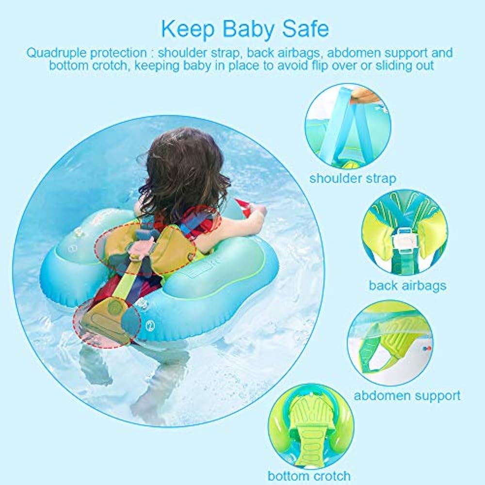 Baby Swimming Float Ring Crotch Strap Safe Underarm Inflatable Floats