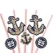 Big Dot of Happiness Last Sail Before the Veil Paper Straw Decor - Nautical Bridal Shower and Bachelorette Party Striped Decorative Straws - Set of 24