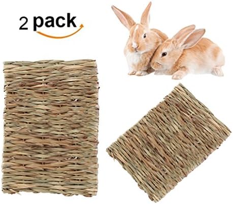 Rabbit Mat,Grass Mats for Rabbits - Edible &amp; Safe Chewable Teething Toy for Rabbits, Cats, Hamsters, chinchillas, guinea pigs and rodents,Healthy for Your Pet’s Gums &amp; Teeth (2 Pack)12.2"x 8.3"
