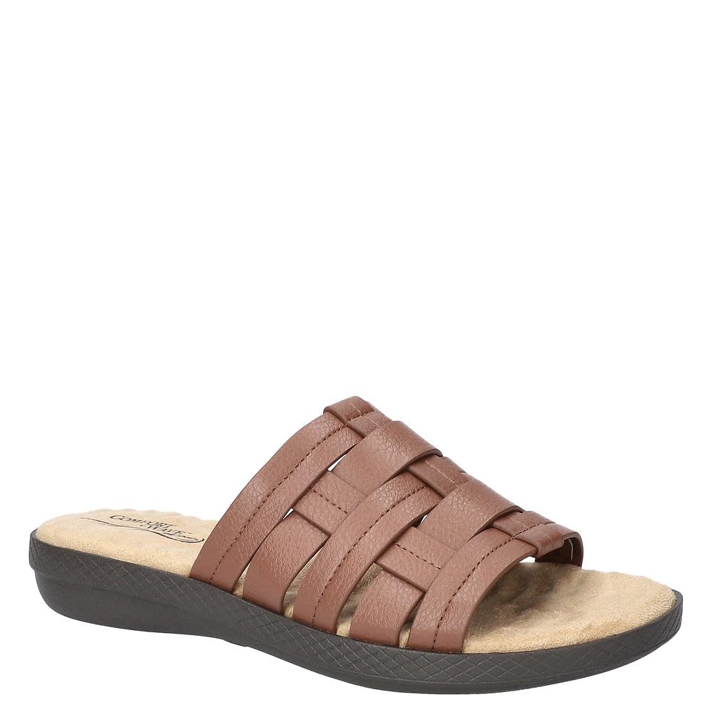 Easy Street Women’s Maha Slide Sandal, Tan, 10 Narrow