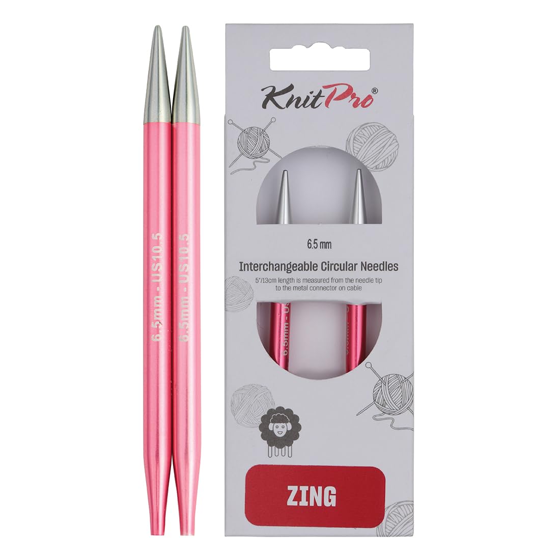 KnitPro Zing Interchangeable Circular Needles 4" (10cm) | 6.50mm