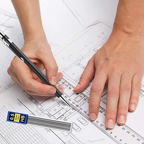 Bleistiftminen 0,5 mm, 200 Stück 0.5 mm HB bruchfeste Minen für Druckbleistifte (17 Sets) and 1 Radierer,Geschmeidig und klar schreiben