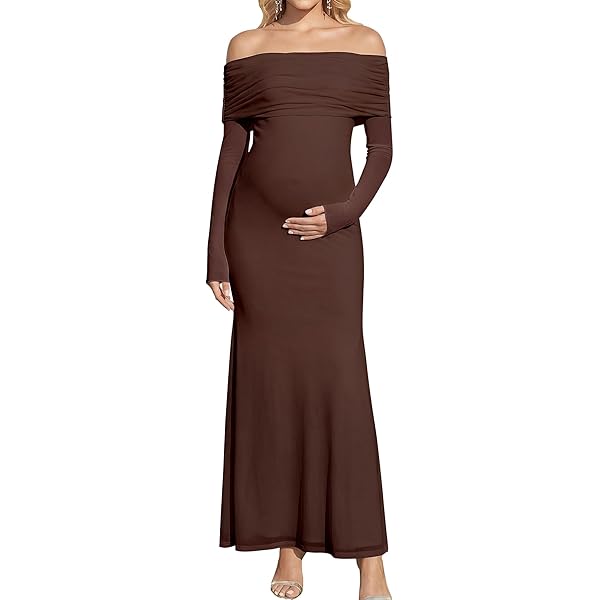 empire waist maternity maxi dress 24seven Comfort Apparel Maternity Brown Geometric Print Long Sleeve Empire Waist Maxi Dress
