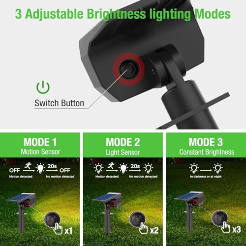 nipify Set of 4 Solar Motion Detector Lights - Powerful 56 LEDs/3 Modes with Waterproof, Adjustable LED Solar Spotlight for Garden Paths (Warm White)
