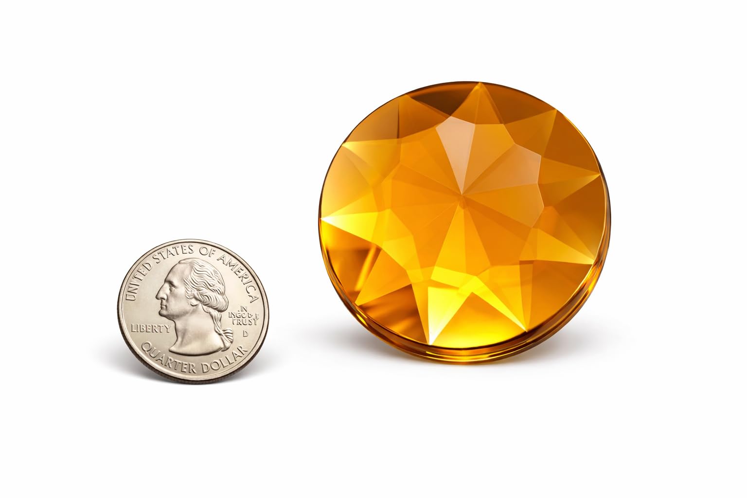 50mm Extra Large Flat Back Round Acrylic Rhinestones Plastic Circle Gems for Costume Making Cosplay Jewels Pro Grade Embelishments - 4 Pieces (Orange Hyacinth H125) — image 1