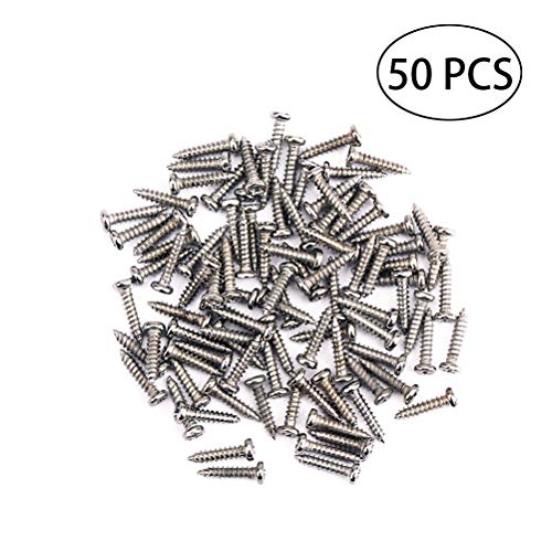 YOMIUP 50 PCS Tuning Peg Tuning Key Screws Machine Heads Guitar Tuner Mounting Screws for Electric Acoustic Guitar Bass 11 x 2 mm (Silver) - Thumbnail 6