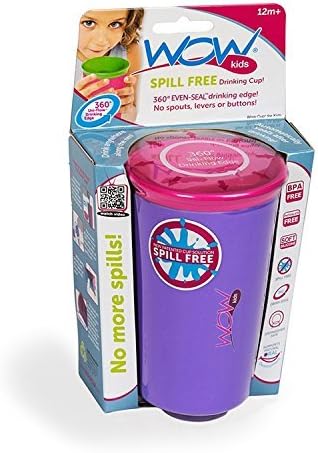 Wow Cup for Kids - NEW Innovative 360 Spill Free Drinking Cup - BPA Free - 9 Ounce (Purple), by Wow Kids