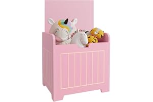 VILAWLENCE Kids Storage Chests & Trunks,Small Box Cube Toy Storage Organizer Pink,Wooden Entryway Storage Bin For Home Books Clothes Toy,Small Square Nightstand ForPlayroom,Bedroom(15.4x11.8x15.3inches)