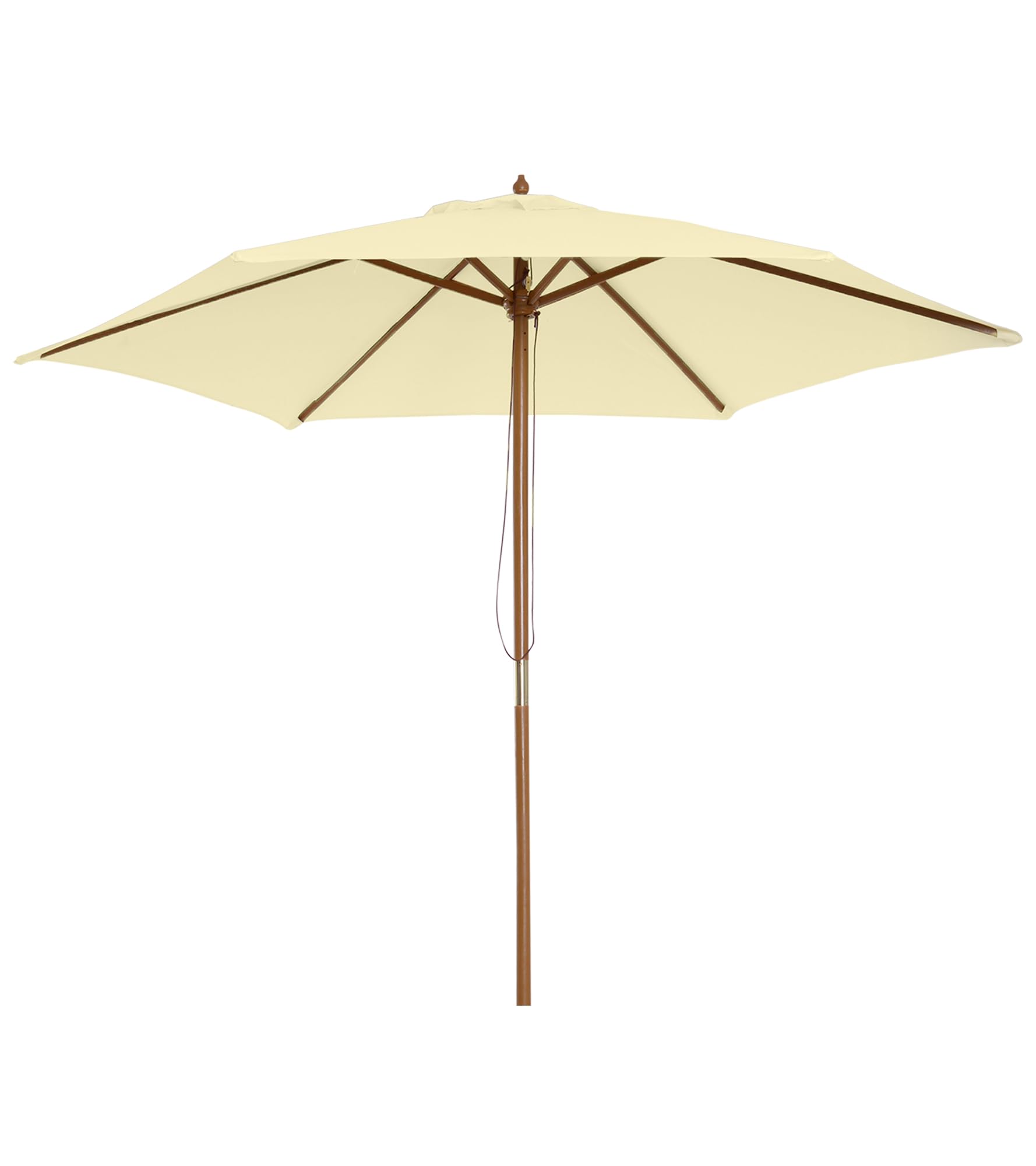 Outsunny 2.5m Wood Garden Parasol Sun Shade Patio Outdoor Wooden Umbrella Canopy Cream White