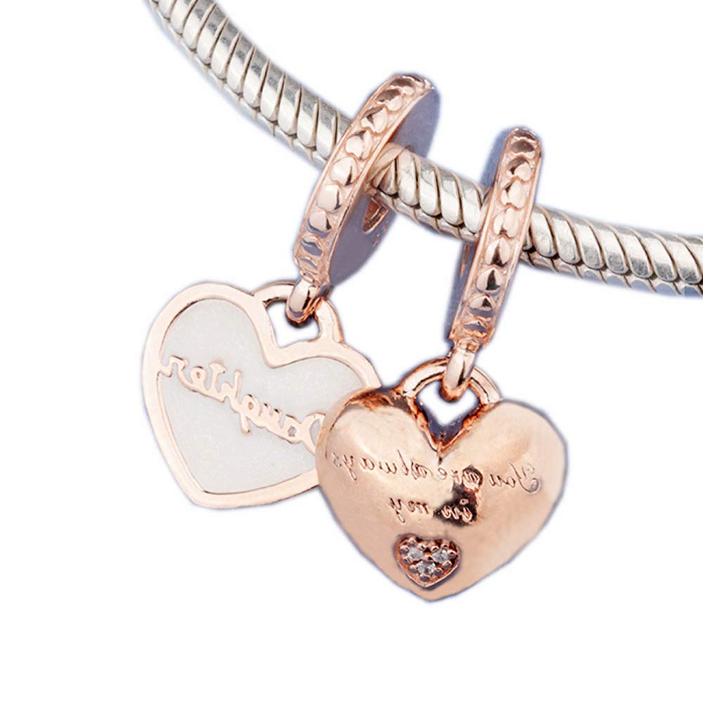 PANDOCCI 2018 Mother Gift Mother &Daughter Hearts Dangle Rose Bead 925 Silver DIY Fits for Original Pandora Bracelets Charm Fashion Jewelry