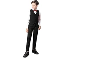 Boihedy Boys Suit Kids Formal Wedding Tuxedo Dress Suits for Teen Boys Vest and Pants Set
