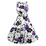 Mutelamb Women's Vintage Swing Floral Sleeveless Party dress Prom Dresses