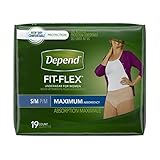 Depend FIT-FLEX Incontinence Underwear for Women, Maximum Absorbency, S/M, 76 Count