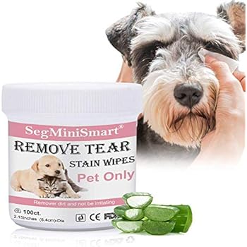 SEGMINISMART Tear Stain Remover Wipes for Cats & Dogs, Cat Eye Wipes, Pet Eye Cleaning Wipes, Tears Stain Removing Treatment, Best Natural Eye Crust Treatment for White Fur, 100 Pre Soaked Cotton Pads