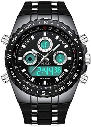 Mens Digital Sports Watch Military Waterproof Analogue Watch Stopwatch Army Shock Resistant LED Backlight Casual Wrist Watches for Men Black