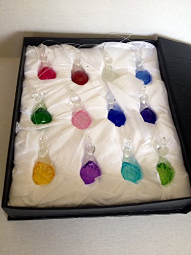 Hanging Crystal Ball Prism Suncatcher with Heart and Beads Set/12