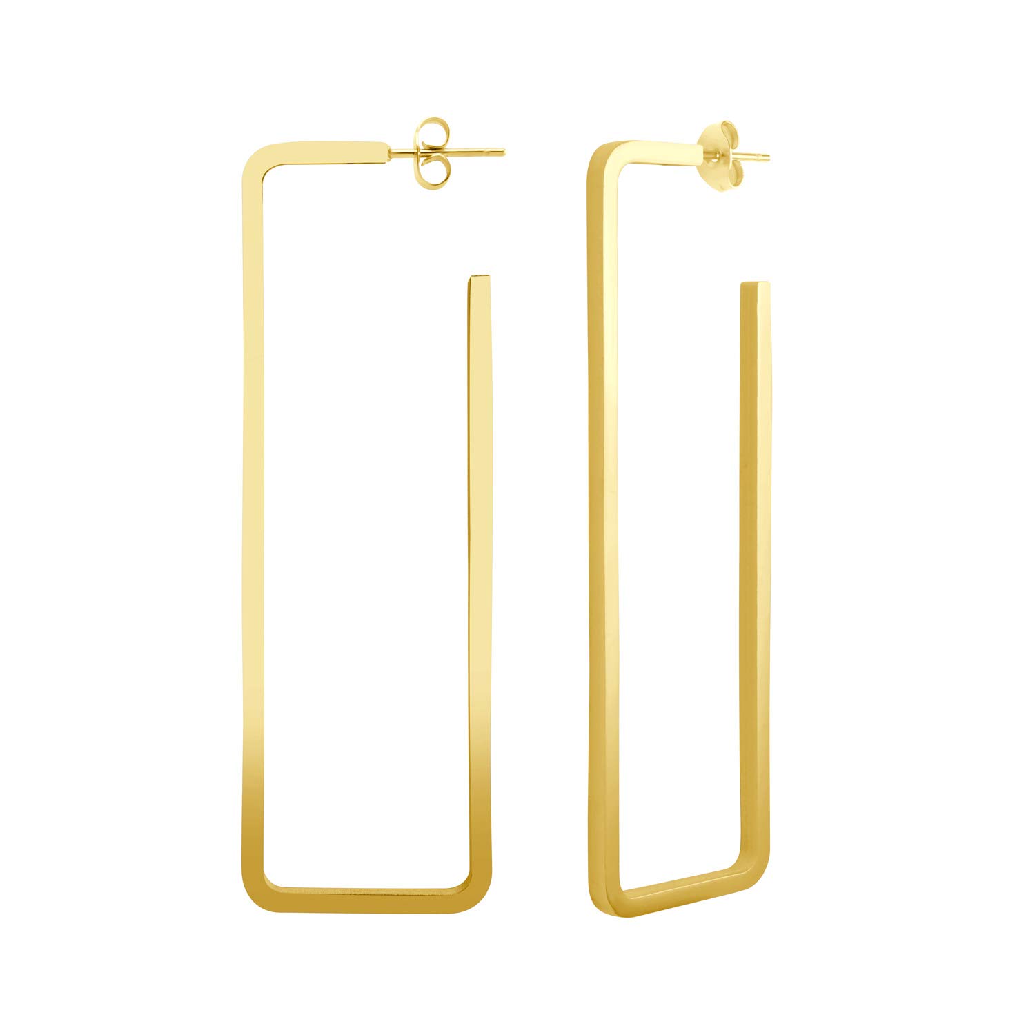 555Jewelry Stainless Steel Large Drop Geometric Dangle Earrings Stud Hoop Open Rectangle Earrings for Women, Big Drop Earrings, Funky Earrings, Statement Modern Earrings For Women, Gold
