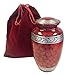 Trupoint Memorials Cremation Urns for Human Ashes, Decorative Burial Urn for Adult Men and Women, Large Red with Silver Lining