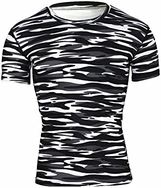 Findream Men's Flash/Camouflage Print Short Sleeves Raglan Compression Workout Sports Fitness Cycling Dry Top Shirt Newest