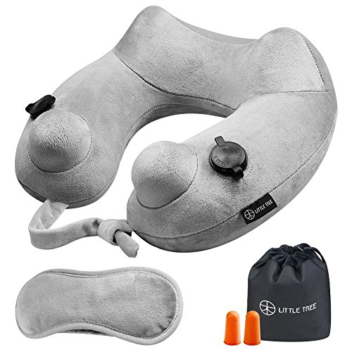 Travel Pillow of 2017, 1Easylife - Little Tree Inflatable Neck Support Pillow Travel Cushion 10s World Fastest Flight Pillow with 2 Airbags, Gray Travel Pillow of 2017, 1Easylife - Little Tree Inflatable Neck Support Pillow Travel Cushion 10s World Fastest Flight Pillow with 2 Airbags, Gray