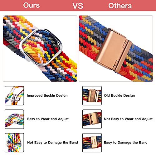 2 Pack Compatible with Apple Watch Bands 38mm 40mm 42mm 44mm for Women Men, ANDOLO Braided Elastic Solo Loop Smartwatch Bands Wristbands Replacement Strap for iWatch Series 7 6 5 4 3 2 SE