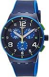 Swatch Beach Swing Bleu Sur Bleu Blue Dial Silicone Strap Men's Watch SUSN409