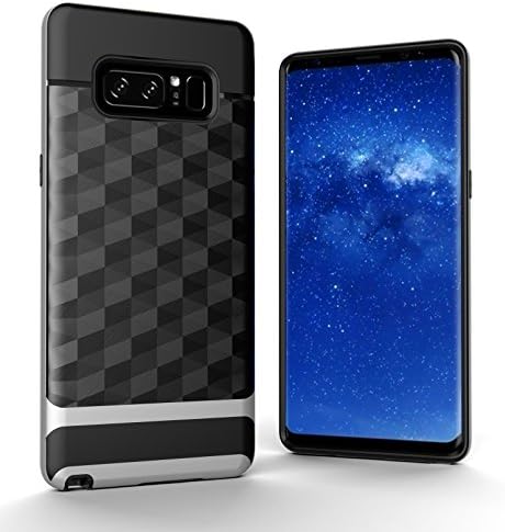 Samsung Galaxy Note 8 Case, LOAUIE Slim Protective Dual Layer Textured Cover Hybrid TPU PC Bumper Secure Grip Geometric Design for Samsung Galaxy Note 8 [Upgrade-Silver]