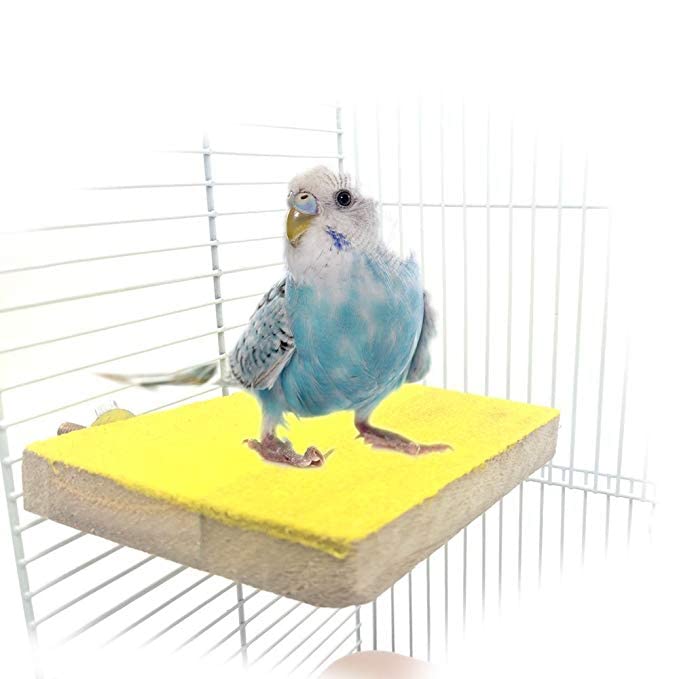 Oumefar Colorful Bird Perch Stand Platform Parrot Rectangle Playground Grinding Clean Exercise Toys for Parrot Hamster Squirrel(Yellow long side screw) bird toys