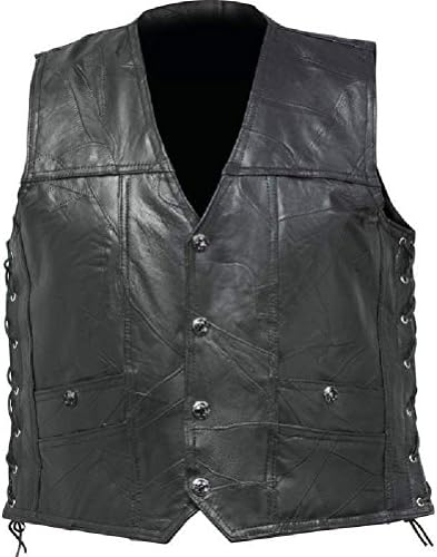 Mens Black Buffalo Leather Concealed Carry Vest Gun Holster CCW Motorcycle Biker