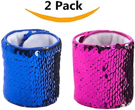 ROOSSI Personalized Reversible Sequins Velvet Lining Mermaid Bracelet Set of 2 PCS B