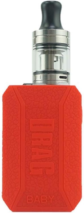 KKmod Silicone Case for VOOPOO Drag Baby, Protective Texture Cover Sleeve Shield for Voopoo Drag Baby Kit TC Box Rubber case wrap Shield (Red)