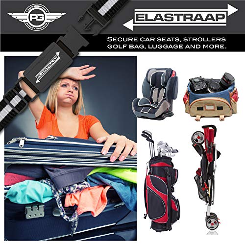 Luggage Straps, Adjustable Non-Slip Baggage Belts- Suitcase Bands For Travel Bag (2 Straps, White Stripe 2pk)