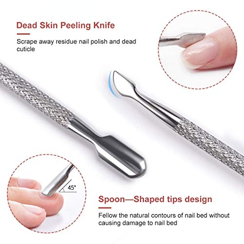 Cuticle Trimmer Nippers Pusher Manicure Tools Set, BUVE Professional Nail Cutter Cuticle Gel Polish Remove Art Nail Clippers File Kit for Fingernails and Toenails,Stainless Steel,Travel, Gift