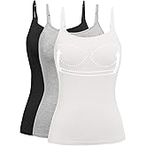 Womens Tank Tops Adjustable Strap Camisole with Built in Padded Bra Vest Sleeveless Layer Top 1/2/3 Packs