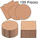 Pangda 100 Pieces Self-Adhesive DIY Coaster Square Cork and Round Cork Backing Sheets, Mini Wall Cork Tiles for Coasters and DIY Sticky Crafts, 4 x 4 Inch