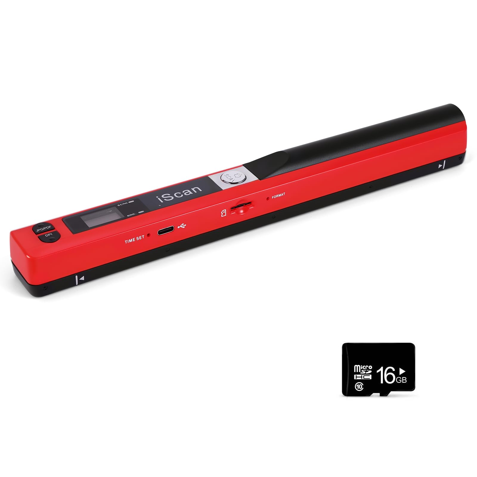 Photo 1 of AOZBZ Portable Document Scanner - 900DPI Handheld Portable Scanner Image Scanner Scanning Wand A4 Colour Photo Mobile Scanners Handy Scan, JPG/PDF Format, with 16G SD Card (Red)