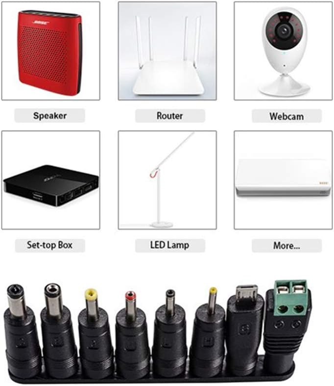 SZYSK 30W 2V-24V 1.2A Universal AC/DC Adapter Switching Power Supply with 8 Selectable Adapter Tips & Micro USB Plug, for 2V to 12V Household Electronics and LED Strip – 1.5A Max: Home Audio & Theater