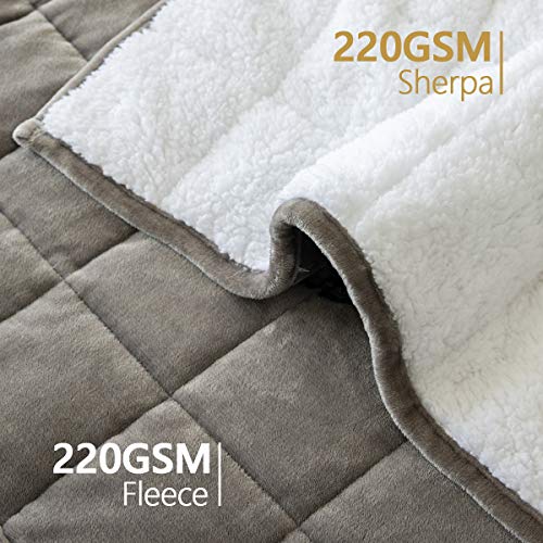 Mr.Sandman Sherpa Weighted Blanket for Adults 15lbs Twin/Full Size Bed, Fuzzy Soft Fleece Throw Blanket with Premium Ceramic Beads - 48\