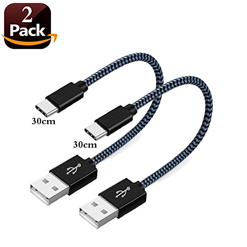 USB Type C Cable, SunCable Short USB C Cable 2Pack 1ft/30cm Nylon Braided Fast Type C Charger Cord for Samsung Galaxy S9 S8 Plus Note 8,LG G5 G6 V30,HTC 10,Nexus 5X/6P,Google Pixel XL (2Pack)