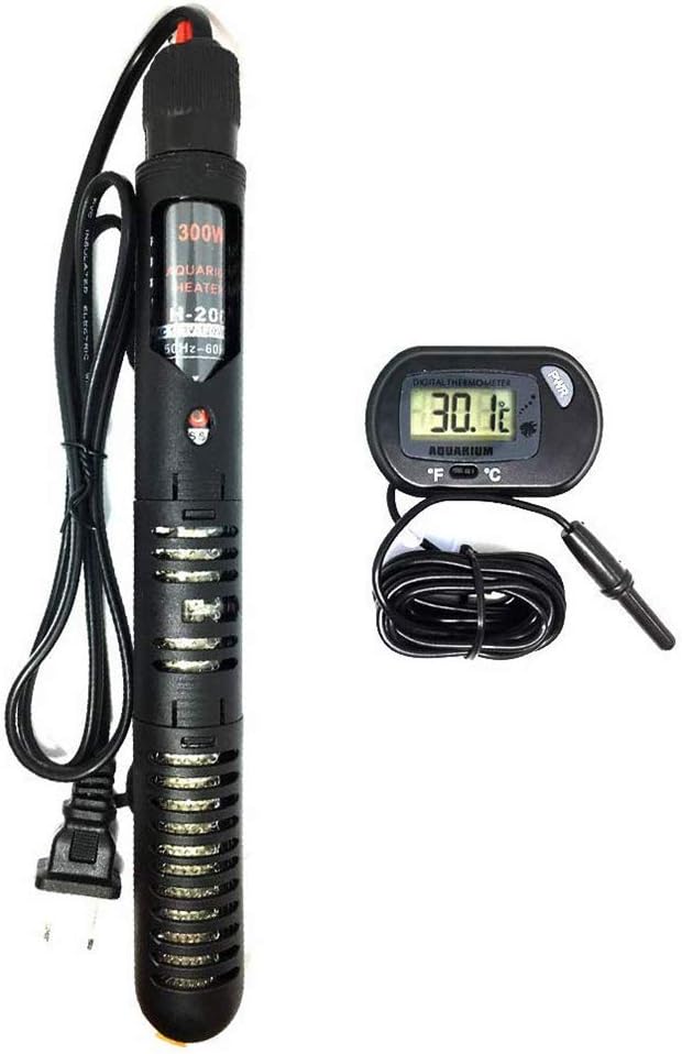 BOEESPAT Aquarium Heater 300W,Fish Tank Heater with Anti Scald Protector and Adjustable Thermostat Suitable for Saltwater and Freshwater,One Extra Free Thermometer(40 to 60 gallons) (300W)