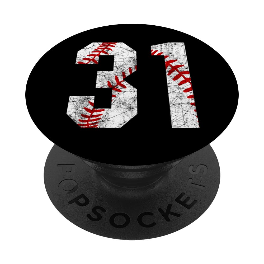 Vintage Baseball Mom #31 Jersey Baseball Favorite Player PopSockets Adhesive PopGrip