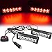FOXCID 2 X 6 LED 9 Modes Traffic Advisor Emergency Warning Vehicle Strobe Lights for Interior Roof/Dash/Windshield/Grille/Deck Universal Waterproof (Red)