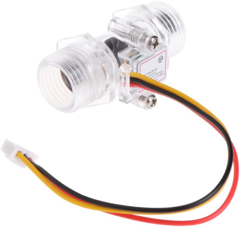 Meiqqm Water Flow Sensor Switch G1/2" Hall Effect Meter Control DC 5-15V
