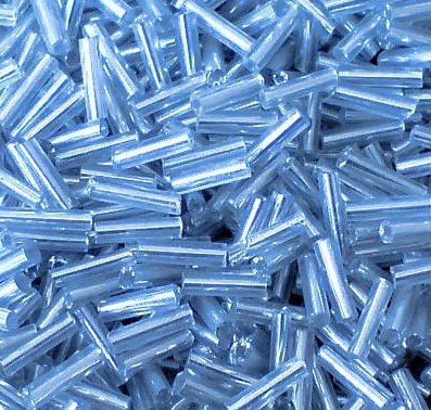 50g / 400 beads+ / 6mm x 2mm Translucent Bugle Seed Beads - Turquoise - S0070 / 50g