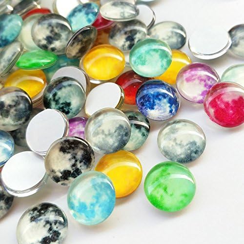 Dandan DIY 12mm 1/2" Assorted Styles Luminous Moon Light Florescent light Glass Flatback Flat Backs Button Glass Cameo Cabochon Phonecover Scrapbooking Diy Craft (12mm (1/2"))
