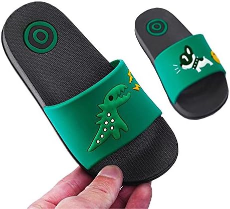 DKKK Slippers for Men, Non-Slip Home House Bedroom Open Toe Slipper Indoor Outdoor Basic Simple Breathable Shoes for Summer Bath Anti-Slip Sandals Green Dinosaur and Dog Size 8.5-9.5