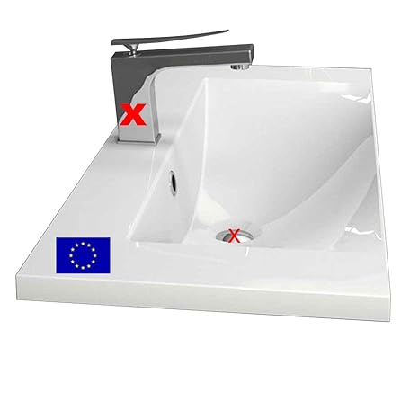 Einbau-Waschbecken 80x35x14,1cm eckig | 80cm Einbau-Waschtisch zum einlassen in eine Platte | Material: hochwertiges Mineralg